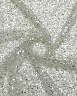 Ткань плательная с пайетками "Капельки росы", серебристого цвета арт. ГТ-9668-1-ГТ25-11689-1-28-1
