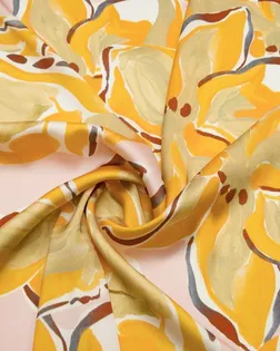 Купить Европейские ткани Блузочно-плательная ткань с рисунком "цветы", в оранжево-коричневых цветах арт. ГТ-8477-1-ГТ-28-10367-10-21-1 оптом в Тамбове