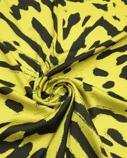 Блузочно-плательная ткань с рисунком "крупные цветы", цвет лимонно-черный арт. ГТ-8478-1-ГТ-28-10368-10-21-1