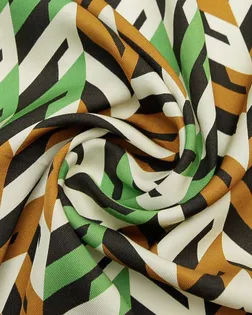 Плательная ткань твил с геометрическим рисунком , зелено-коричневый цвет арт. ГТ-8737-1-ГТ-28-10644-14-21-1