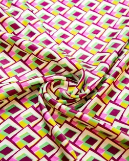 Плательная ткань с абстрактным геометрическим рисунком, в розово-зеленых цветах арт. ГТ-6929-1-ГТ-28-8772-14-21-3