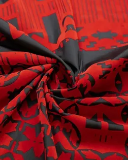 Купить Европейские ткани Плащевая ткань с бархатным принтом, купон 140 см, цвет красно-черный арт. ГТ-6634-1-ГТ-29-8438-4-21-1 оптом