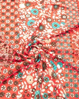 Батист блузочно-плательный с рисунком в стиле пэчворк на красном фоне арт. ГТ-7989-1-ГТ-3-9833-2-21-1