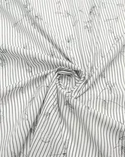 Рубашечно-плательный хлопок  в полоску с вышитыми цветами, цвет черно-белый арт. ГТ-8338-1-ГТ-38-10204-10-37-1