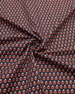 Костюмно-плательный хлопок c мелким геометрическим рисунком, шоколадно-розовый на темно-синем фоне арт. ГТ-8426-1-ГТ-38-10290-14-21-1