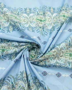 Купить Хлопок рубашечно-плательный с полосками орнамента на голубом фоне арт. ГТ-7985-1-ГТ-38-9856-8-21-1 оптом в Тамбове
