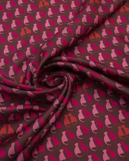 Купить Блузочно-плательный шелк твил с рисунком "Кошечки", в розовых тонах арт. ГТ-8339-1-ГТ-39-10206-13-21-1 оптом в Тамбове