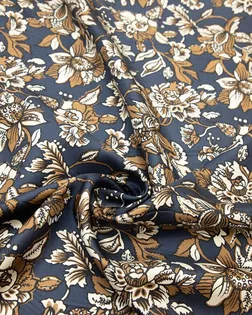 Купить Европейские ткани Блузочно-плательный шелк твил с рисунком "Сказочные цветы" на синем фоне арт. ГТ-8369-1-ГТ-39-10212-10-21-1 оптом