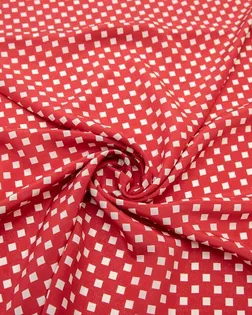 Купить Европейские ткани Блузочно-плательный шелк твил с рисунком "квадратики", цвет красно-белый арт. ГТ-8376-1-ГТ-39-10236-14-21-1 оптом
