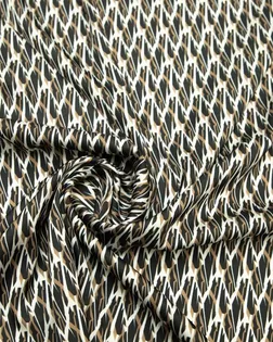 Искусственный шелк с абстрактным  рисунком, черно-коричневый цвет арт. ГТ-8674-1-ГТ-39-10587-2-21-1