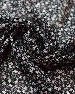 Купить Европейские ткани Шифон с жатым эффектом, мелкие цветочки на черном фоне арт. ГТ-5968-1-ГТ-42-7701-10-21-1 оптом