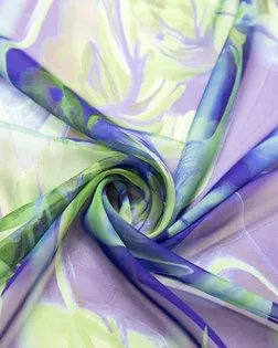 Купить Европейские ткани Шифон блузочно-плательный с абстрактным принтом, сине-зеленые цвета арт. ГТ-6702-1-ГТ-42-8545-16-21-3 оптом в Набережных Челнах