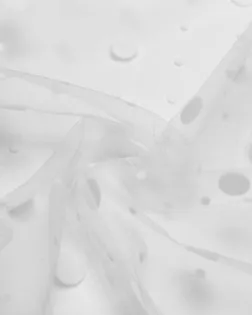 Фатин белого цвета с белыми флок-горохами точками 1 см арт. ГТ-4514-1-ГТ-33-6018-9-2-1