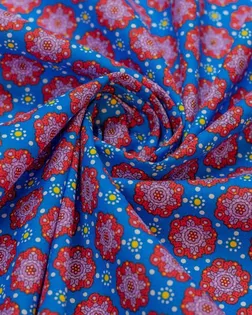 Рубашечно-плательный хлопок с ярким  рисунком на голубом фоне арт. ГТ-6469-1-ГТ-38-8239-2-21-1