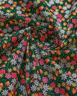 Купить Европейские ткани Рубашечно-плательный хлопок с рисунком "Ромашки и тюльпаны" на темном фоне арт. ГТ-6477-1-ГТ-38-8247-10-21-1 оптом