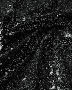 Купить Пайеточная ткань для одежды черного цвета Пайетка на сетке арт. ПАЙ-11-1-20555.001 оптом в Череповце