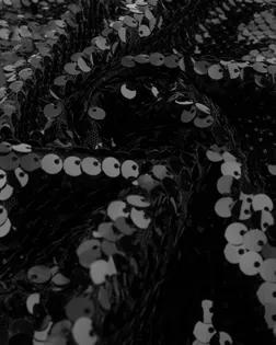 Купить Пайеточная ткань для одежды черного цвета Пайетка на сетке арт. ПАЙ-66-8-20145.012 оптом в Череповце