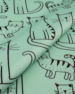 Купить Блузочные ткани с узором кошки из Китая Плательная "Барби" принт арт. ПЛ-210-7-21926.118 оптом в Алматы