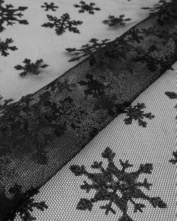 Купить Одежные ткани черного цвета 30 метров Сетка "Снежинки" арт. СД-276-1-21928.005 оптом в Караганде