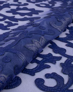 Купить Ткань сетка синего цвета из Китая Аппликация на сетке арт. СД-269-2-21810.002 оптом в Караганде