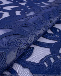 Купить Ткань сетка синего цвета из Китая Аппликация на сетке арт. СД-271-1-21810.010 оптом в Караганде