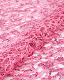Купить Ткань сетка розового цвета из Китая Кружевное полотно с пайеткой арт. ПАЙ-80-11-21963.011 оптом в Череповце