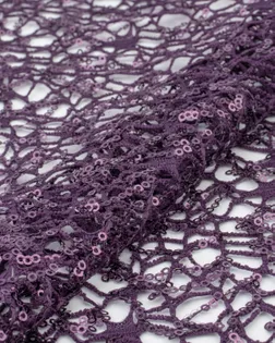 Купить Ткань кружево плетеное фиолетового цвета из Китая Кружевное полотно с пайеткой арт. ПАЙ-80-14-21963.014 оптом в Алматы