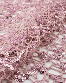 Купить Ткань пайетка розового цвета из Китая Кружевное полотно с пайеткой арт. ПАЙ-80-4-21963.004 оптом в Череповце