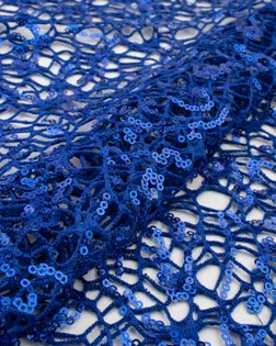 Купить Ткань сетка синего цвета из Китая Кружевное полотно с пайеткой арт. ПАЙ-80-8-21963.008 оптом в Караганде