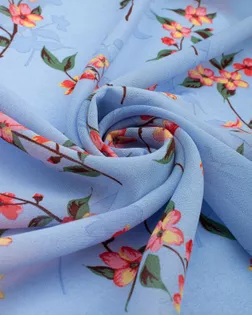 Купить Ткань для мусульманской одежды оттенок пыльно-голубой Креп-шифон "Луиза" принт арт. КШП-75-3-21067.033 оптом в Набережных Челнах