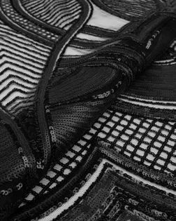 Купить Сетка для одежды черного цвета Пайетка на сетке арт. ПАЙ-74-6-21824.006 оптом в Череповце