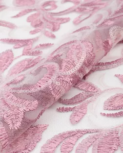 Купить Ткань кружево розового цвета из Китая Гипюр с пайеткой 0.3 см арт. КПГС-72-1-22133.012 оптом в Череповце