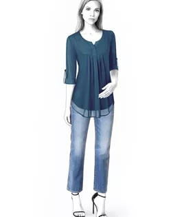 Выкройка: блузка с кокеткой и складками арт. ВКК-3853-1-ЛК0002092