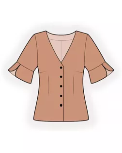 Выкройка: блузка с воланом на рукаве арт. ВКК-3668-1-ЛК0002424