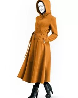 Выкройка: длинное пальто с капюшоном арт. ВКК-3807-1-ЛК0004796