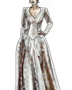 Выкройка: вечернее платье с длинным рукавом арт. ВКК-1068-1-ЛК0005039