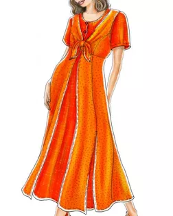 Выкройка: платье длинное двойное с коротким рукавом арт. ВКК-287-1-ЛК0005130