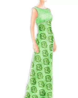 Выкройка: длинное платье с фигурной кокеткой арт. ВКК-1600-1-ЛК0005191