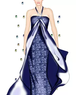Выкройка: платье со шлейфом арт. ВКК-1195-1-ЛК0005596