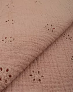 Купить Ткань для детской одежды цвет персиковый Муслин с вышивкой арт. ХМ-5-10-21554.010 оптом в Набережных Челнах