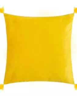 Чехол на подушку с кисточками Этель цвет желтый, 45х45 см, 100% п/э, велюр арт. СГН-150-1-ОТ00047.001