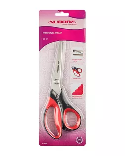 Ножницы Aurora зиг-заг, 23 см, шаг зубчика 3,5 мм арт. НШФ-9-1-42382