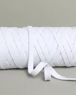 Шнур плоский плетеный белый 10мм хлопок, 50 м арт. ПРС-5160-1-ПРС00-00001891