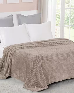 Велсофт Полоска, 100%ПЭ, шир. 205см, 250 г/м, цв.S247790 Бежевый арт. ВСФТ-656-5-Б00116.021