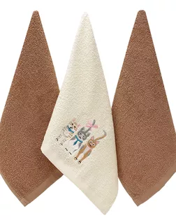 Набор полотенец УЗБ Кошки м7758 30*30 х 3шт арт. ТДИВН-6038-1-ТДИВН0155545