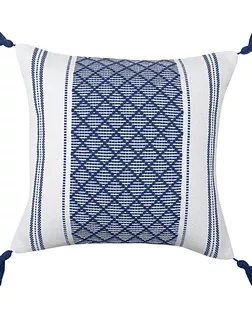 Наволочка К 45*45 декор Тартан с кистями сине-белый ИКР арт. ТДИВН-6833-1-ТДИВН0162824