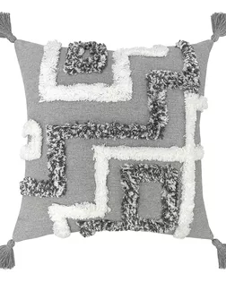 Наволочка К 45*45 декор Бохо Зигзаг с кистями серый ИКР арт. ТДИВН-6838-1-ТДИВН0162829