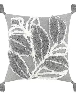 Наволочка К 45*45 декор Бохо Листья с кистями серый ИКР арт. ТДИВН-6839-1-ТДИВН0162830