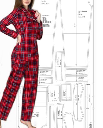 Выкройка: пижама (рубашка и брюки) арт. ВКК-3023-14-ВП0699