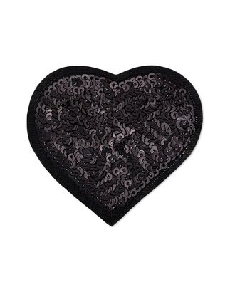 Термоаппликации "Сердце с пайетками" р.6х5,5см уп.1шт (черный) арт. АДП-229-1-44668